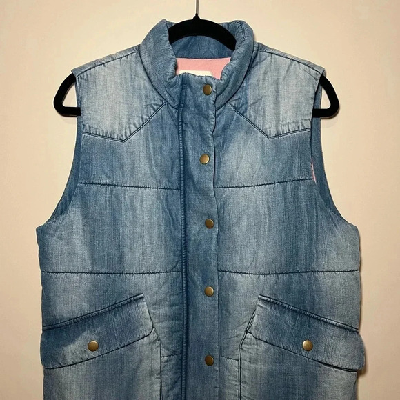NWOT Cloth & Stone Chambray Denim Puffer Vest M - Picture 3 of 14